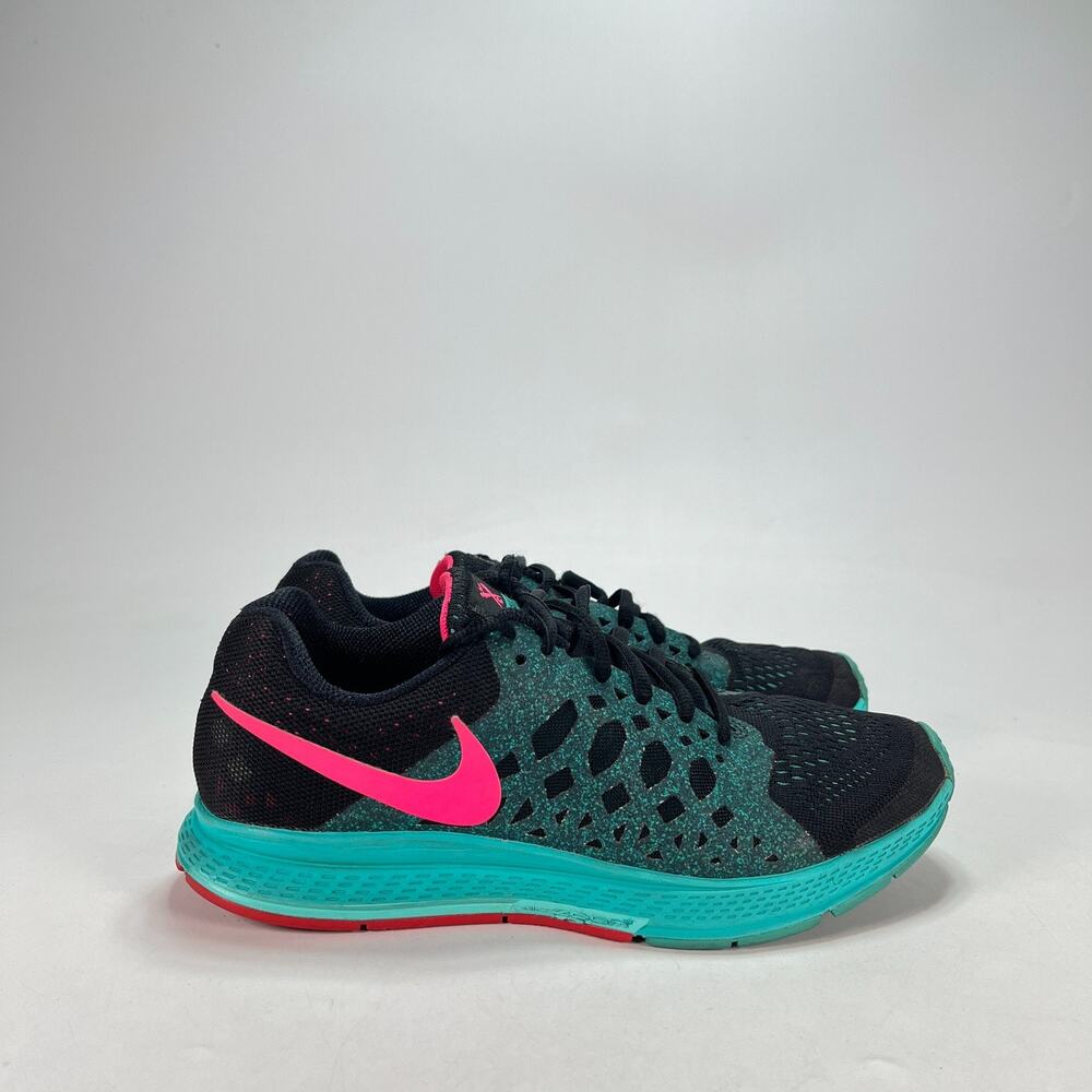 Nike Air Zoom Pegasus 31 Black Hyper Punch Teal Running Shoes Women's Size 8